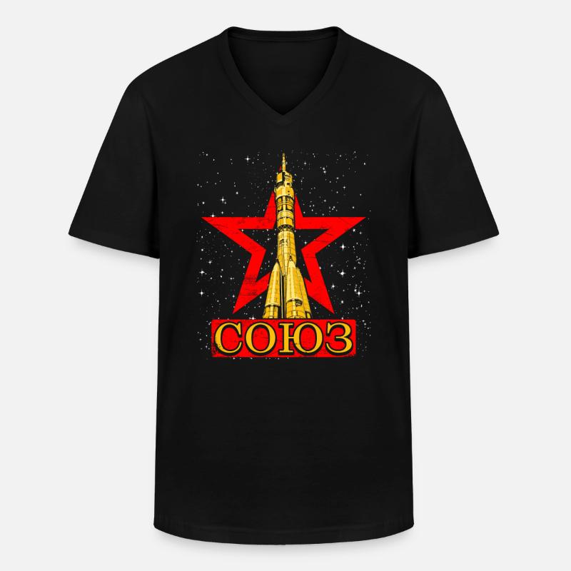 Soviet Soyuz rocket - Men's V-Neck T-Shirt - black