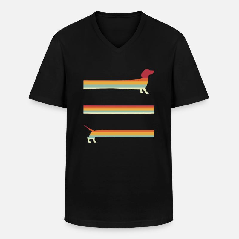 Extra Long Retro Dachshund - Men's V-Neck T-Shirt - black
