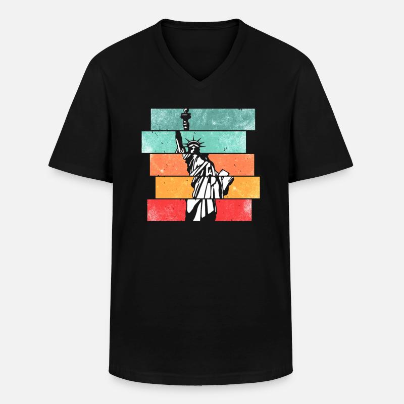 Freiheitsstatue - Männer-T-Shirt mit V-Ausschnitt - Schwarz