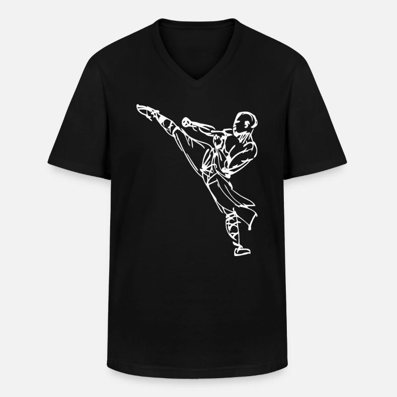 Kung-Fu High Kick - Männer-T-Shirt mit V-Ausschnitt - Schwarz