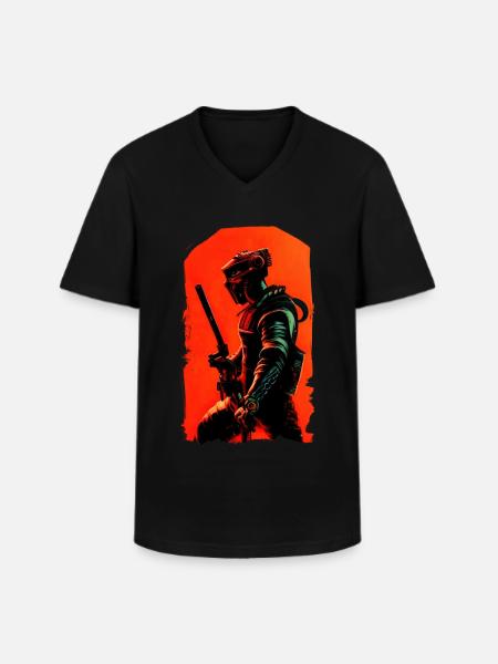 Steampunk Samurai - Männer-T-Shirt mit V-Ausschnitt - Schwarz