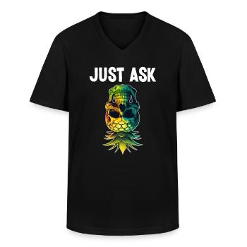Fragen Sie einfach Upside Down Pineapple Skull Swinger - Männer-T-Shirt mit V-Ausschnitt - Schwarz - Vorne - AI Model Male 178 dark (178cm)