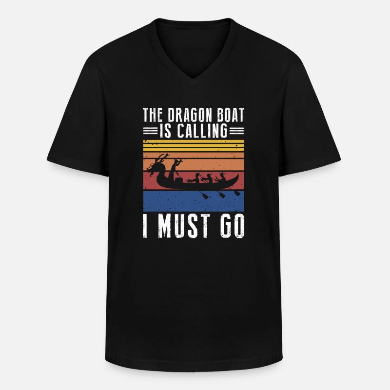 Drachenboot und Drachenboot Crew - Männer-T-Shirt mit V-Ausschnitt - Schwarz