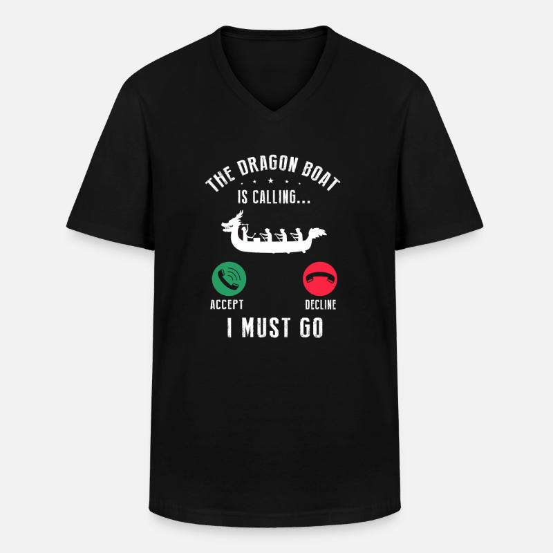 Drachenboot Crew und Drachenbootfahren - Männer-T-Shirt mit V-Ausschnitt - Schwarz