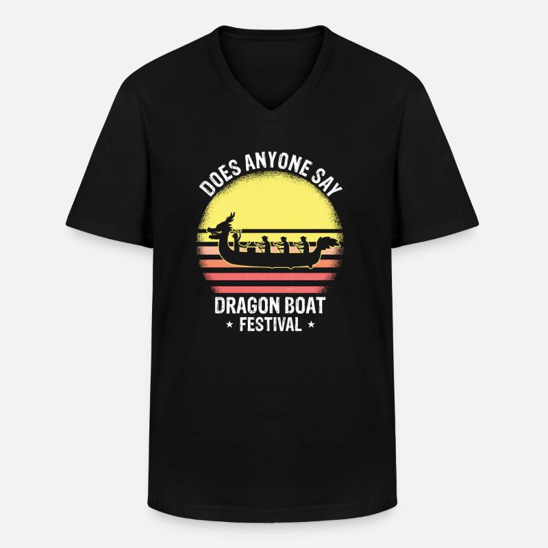 Drachenboot Crew und Drachenbootfahren - Männer-T-Shirt mit V-Ausschnitt - Schwarz