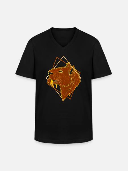 Saber-toothed tiger - Men's V-Neck T-Shirt - black