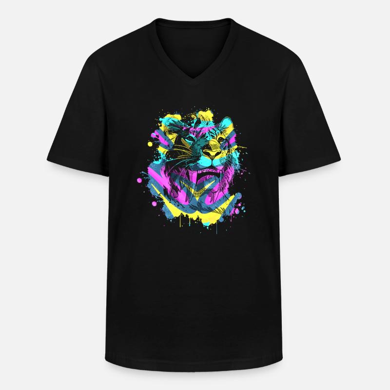Säbelzahntiger - Männer-T-Shirt mit V-Ausschnitt - Schwarz