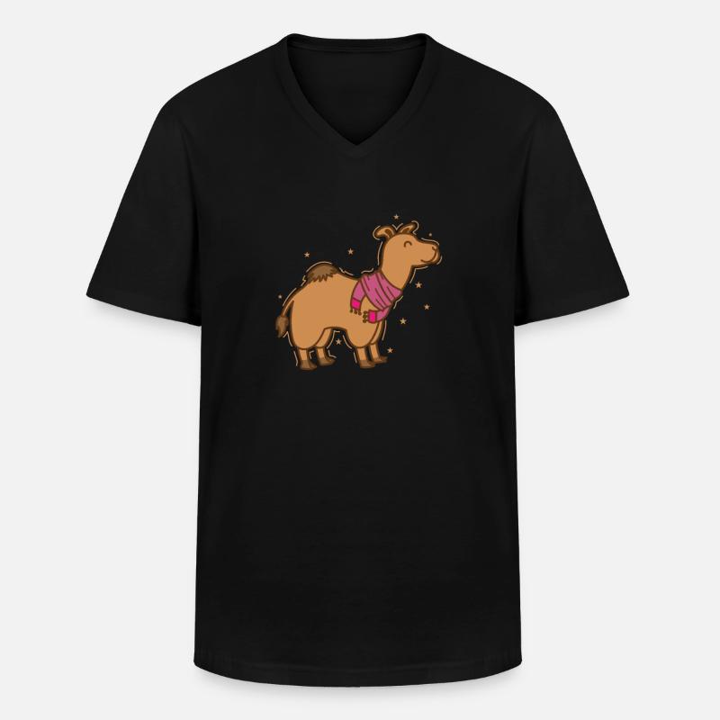 Kamel Dromedar mit Schal Dromedar - Männer-T-Shirt mit V-Ausschnitt - Schwarz
