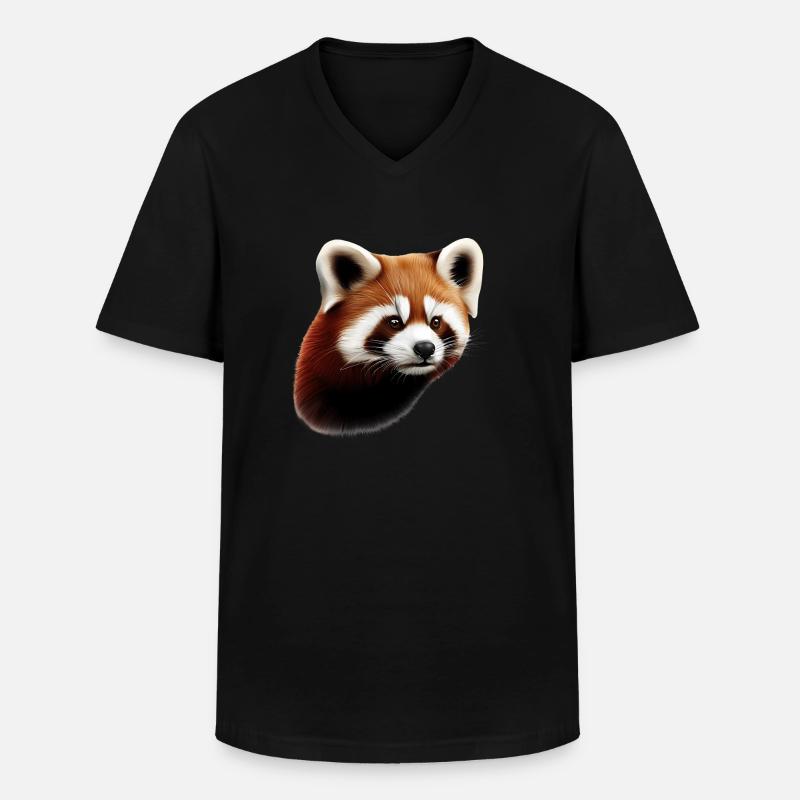 Roter Panda - Männer-T-Shirt mit V-Ausschnitt - Schwarz