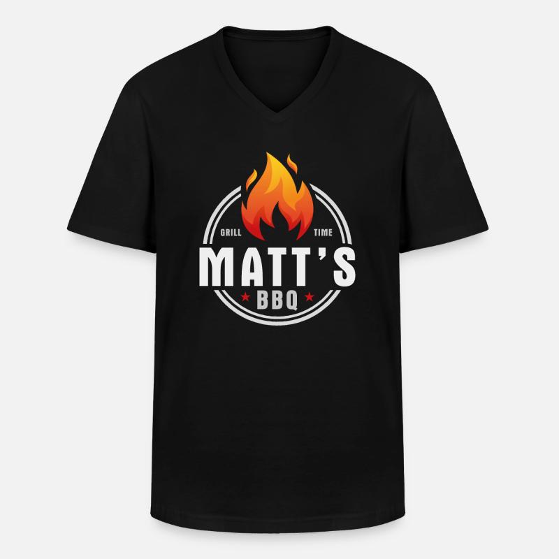 Matts BBQ - Männer-T-Shirt mit V-Ausschnitt - Schwarz