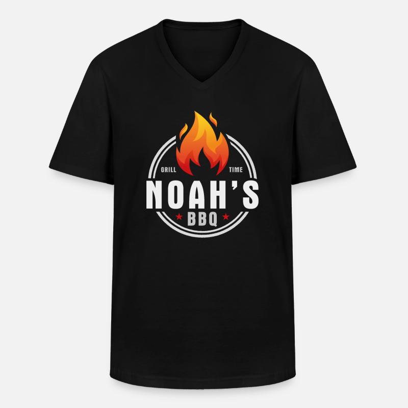 Noahs BBQ - Männer-T-Shirt mit V-Ausschnitt - Schwarz