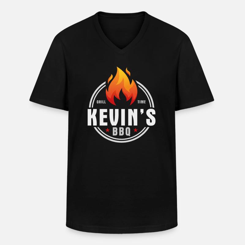 Kevins BBQ - Männer-T-Shirt mit V-Ausschnitt - Schwarz