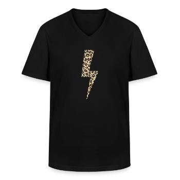 Léopard Lightning Big Cat Afrique - T-shirt col V Homme - noir - Devant - AI Model Male 178 dark (178cm)