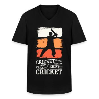 Cricket Cricketer Batsman Sport Vintage - Men's V-Neck T-Shirt - black - Front - AI Model Male 178 dark (178cm)