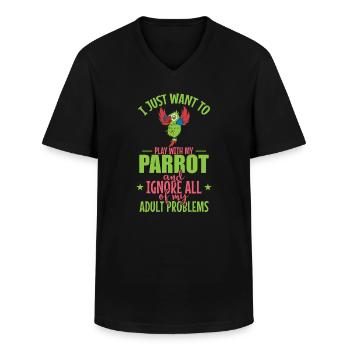 I Just want to Play with my Parrot Animal Bird - Men's V-Neck T-Shirt - black - Front - AI Model Male 178 dark (178cm)