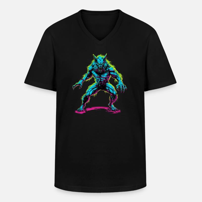 Werwolf Halloween Wolf Wolfsrudel - Männer-T-Shirt mit V-Ausschnitt - Schwarz