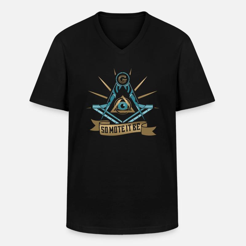 Masonic Freemasonry Fraternal - Männer-T-Shirt mit V-Ausschnitt - Schwarz