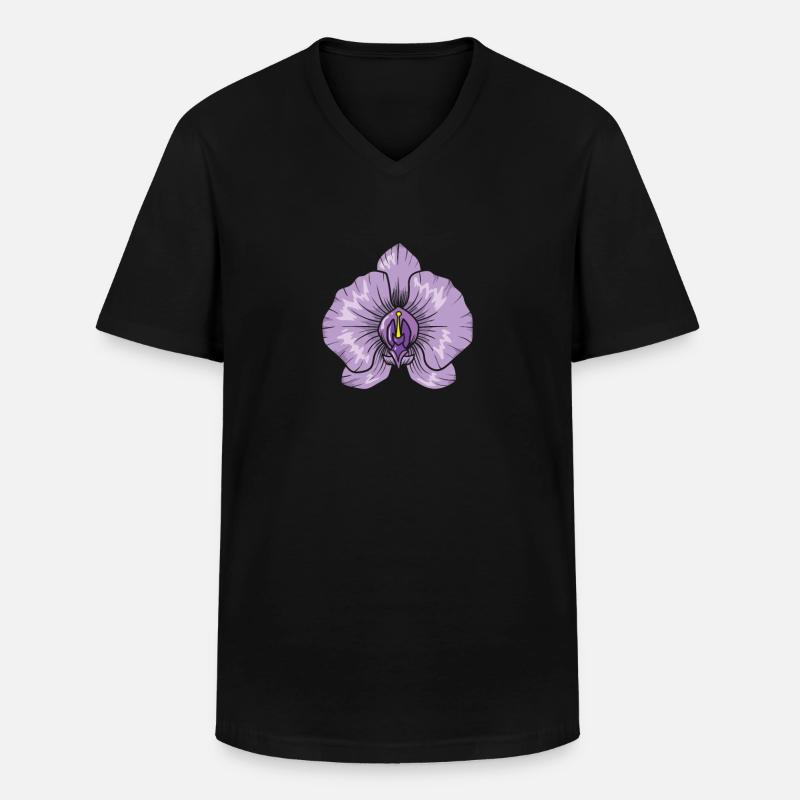 Orchidee Blüte Pflanze - Männer-T-Shirt mit V-Ausschnitt - Schwarz