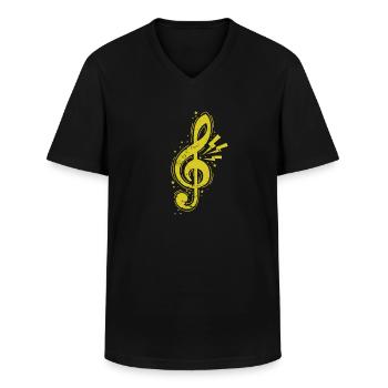 Notenschlüssel Violinschlüssel Musik - Männer-T-Shirt mit V-Ausschnitt - Schwarz - Vorne - AI Model Male 178 dark (178cm)