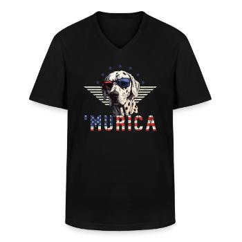 Dalmatiner Sonnenbrille Murica Flagge Geschenk - Männer-T-Shirt mit V-Ausschnitt - Schwarz - Vorne - AI Model Male 178 dark (178cm)