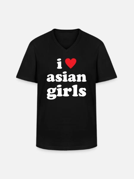 I Love Asian Girls - Men's V-Neck T-Shirt - black