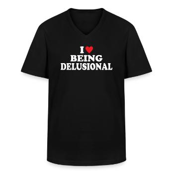 J’aime être délirante - T-shirt col V Homme - noir - Devant - AI Model Male 178 dark (178cm)