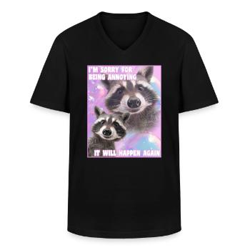 Sorry For Being Annying Lustiges Waschbär Meme - Männer-T-Shirt mit V-Ausschnitt - Schwarz - Vorne - AI Model Male 178 dark (178cm)