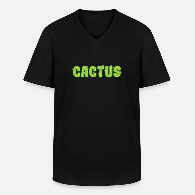 Fleur de plante de cactus - T-shirt col V Homme - noir