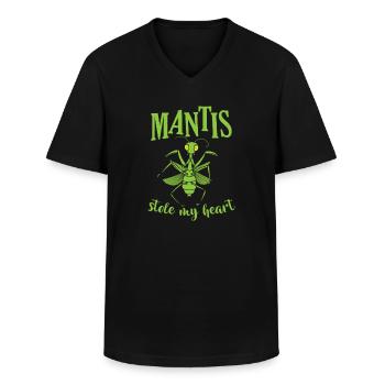 Mantis stole my Heart - Men's V-Neck T-Shirt - black - Front - AI Model Male 178 dark (178cm)