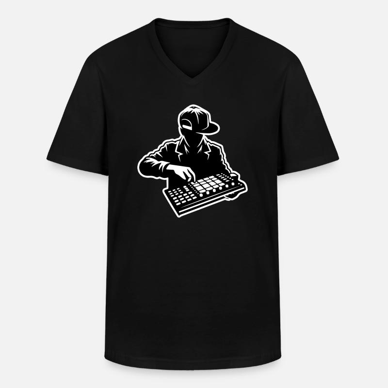 Hip Hop Beatmaker (Schlaganfall) - Männer-T-Shirt mit V-Ausschnitt - Schwarz