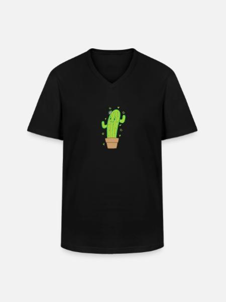 Cactus with good mood - Men's V-Neck T-Shirt - black