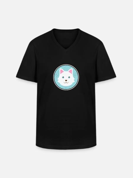 cute dog with white fur - Men's V-Neck T-Shirt - black