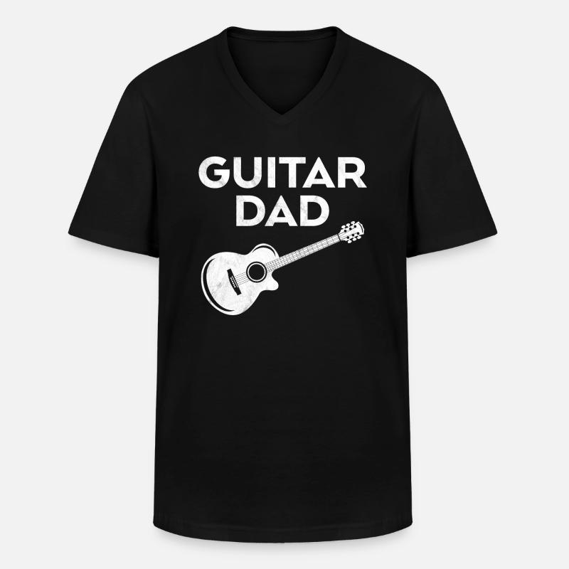 Papa guitare - T-shirt col V Homme - noir