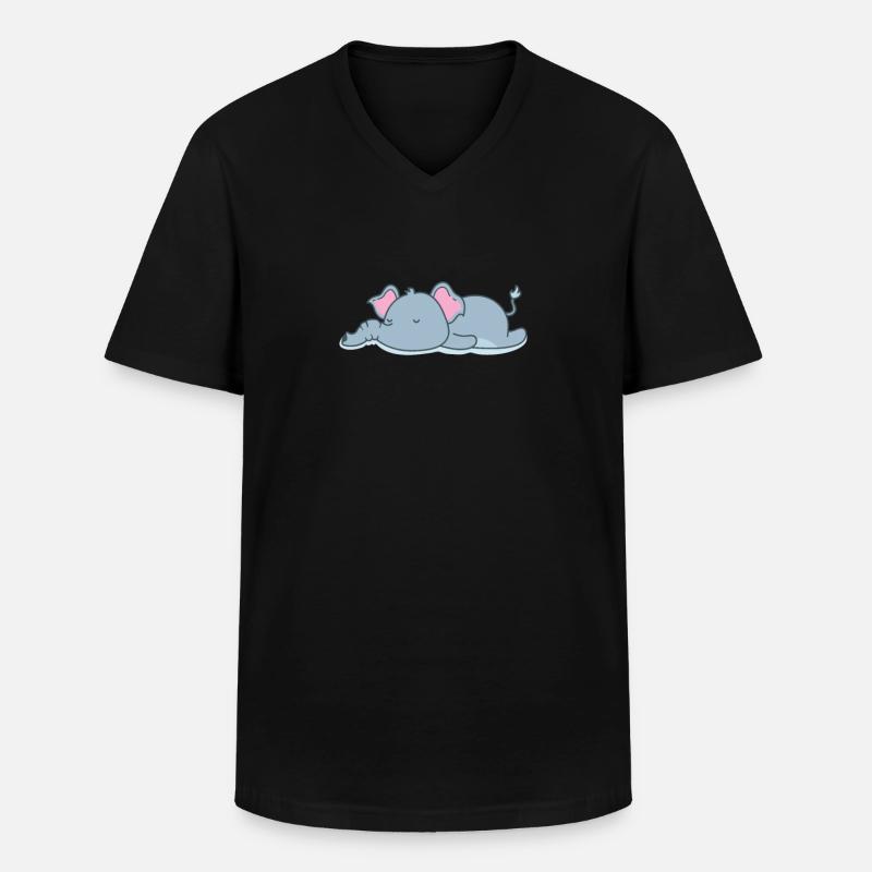 schlafender Elefant - Männer-T-Shirt mit V-Ausschnitt - Schwarz