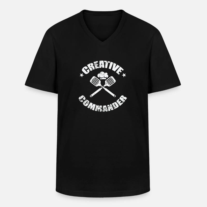 Creative Commander - Männer-T-Shirt mit V-Ausschnitt - Schwarz