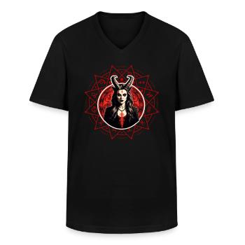 Diabolique Dame des Ténèbres - T-shirt col V Homme - noir - Devant - AI Model Male 178 dark (178cm)