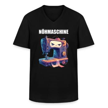 Sewing Machine Sewing Machine Tailor Funny Sewing - T-shirt col V Homme - noir - Devant - AI Model Male 178 dark (178cm)