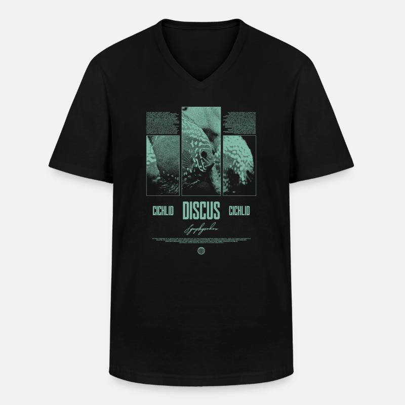 Diskusfisch Buntbarsch Aquarium Fischhalter - Männer-T-Shirt mit V-Ausschnitt - Schwarz