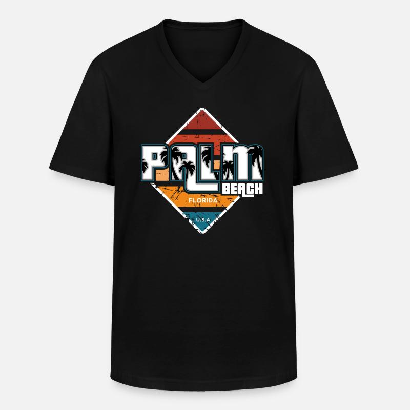 Palm Beach - Männer-T-Shirt mit V-Ausschnitt - Schwarz