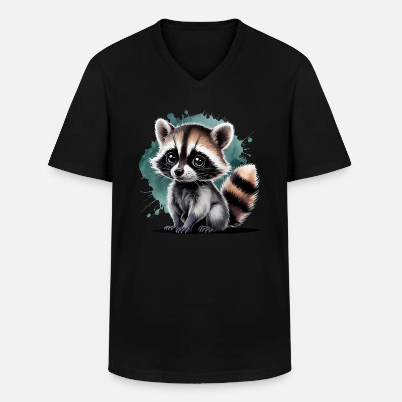Süßer Waschbär - Männer-T-Shirt mit V-Ausschnitt - Schwarz