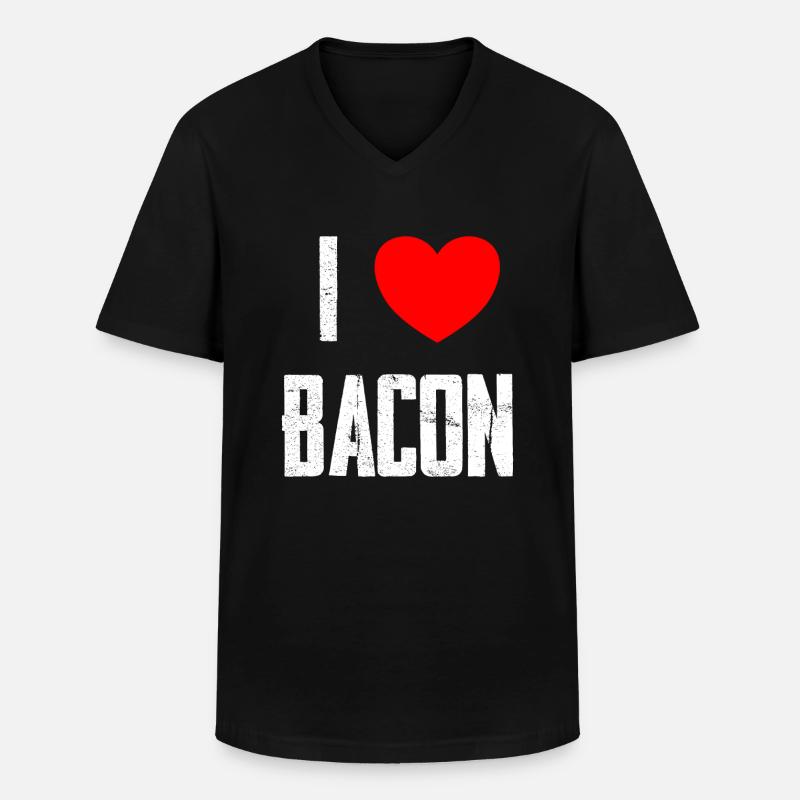 I Love Bacon - Männer-T-Shirt mit V-Ausschnitt - Schwarz