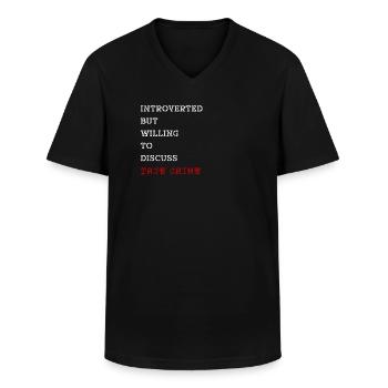 Introvert True Crime Crime Thriller Gift - Men's V-Neck T-Shirt - black - Front - AI Model Male 178 dark (178cm)