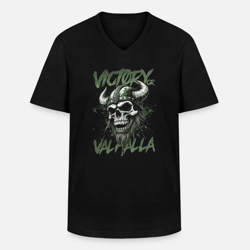 Nordischer Wikingersieg oder Walhalla - Männer-T-Shirt mit V-Ausschnitt - Schwarz