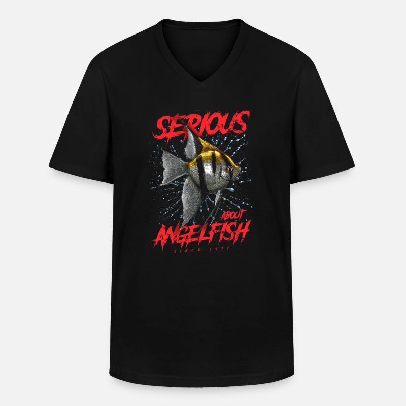Seit 1971 ernsthaft mit Diskusfischen beschäftigt - Männer-T-Shirt mit V-Ausschnitt - Schwarz