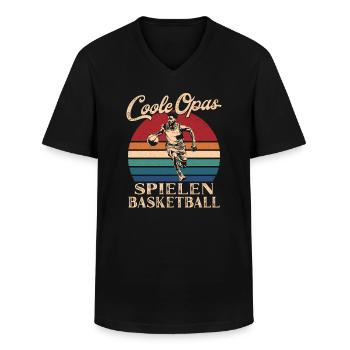 Cool Papy Jouant Au Basketball Rétro Papy - T-shirt col V Homme - noir - Devant - AI Model Male 178 dark (178cm)
