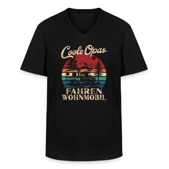 Cool Grand-pères Conduisant RV Rétro Grand-père - T-shirt col V Homme - noir - Devant - AI Model Male 178 dark (178cm)