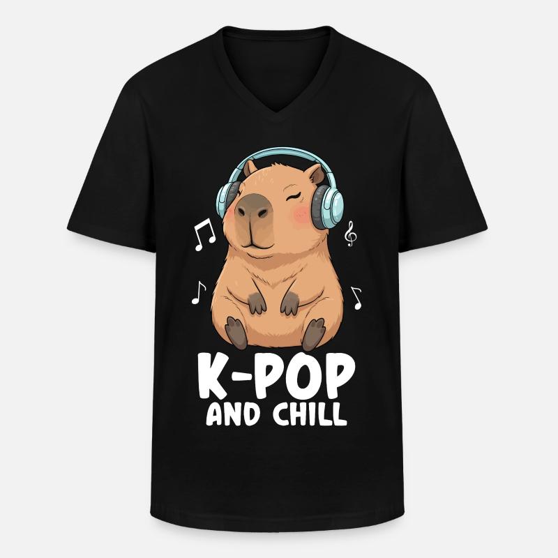 K Pop And Chill - Männer-T-Shirt mit V-Ausschnitt - Schwarz