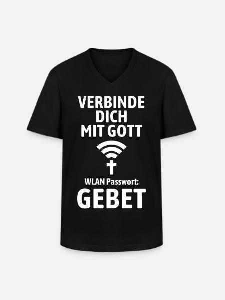 Verbinde dich mit Gott - Gebet WLAN - Männer-T-Shirt mit V-Ausschnitt - Schwarz