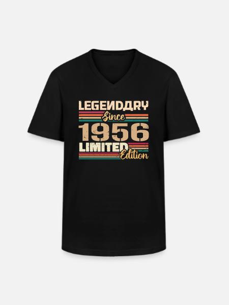 1956 Årgang 1956 Fødselsdag født i 1956 - Klassisk herre T-shirt med V-udskæring - sort