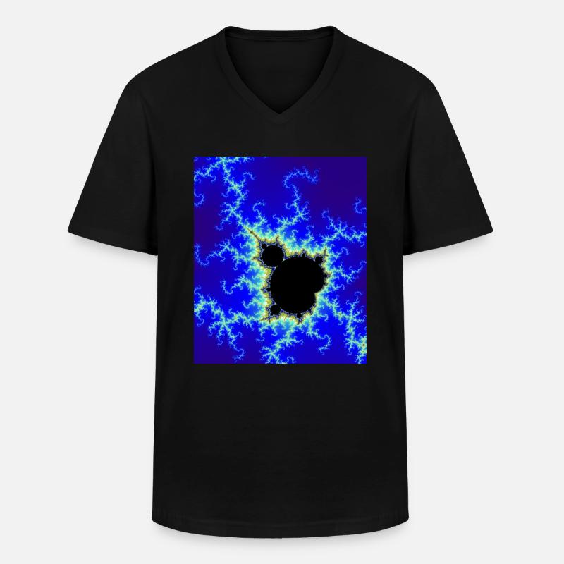 Fraktal-Apfelmännchen-Blau - Männer-T-Shirt mit V-Ausschnitt - Schwarz